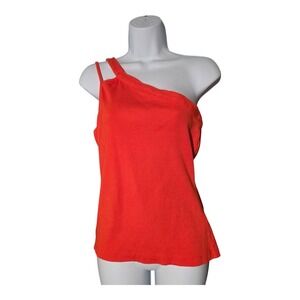 Maeve by Anthropologie Orange‎ Ribbed One Shoulder Tank Top Women's Large Boho